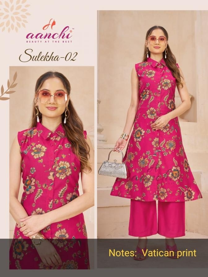 aanchi sulekha 01-02 series vatican print wholesale kurti with bottom in surat