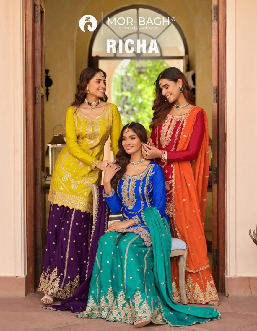 aashirwad richa series 10763-10765 PREMIUM CHINNON SILK wholesale suit 