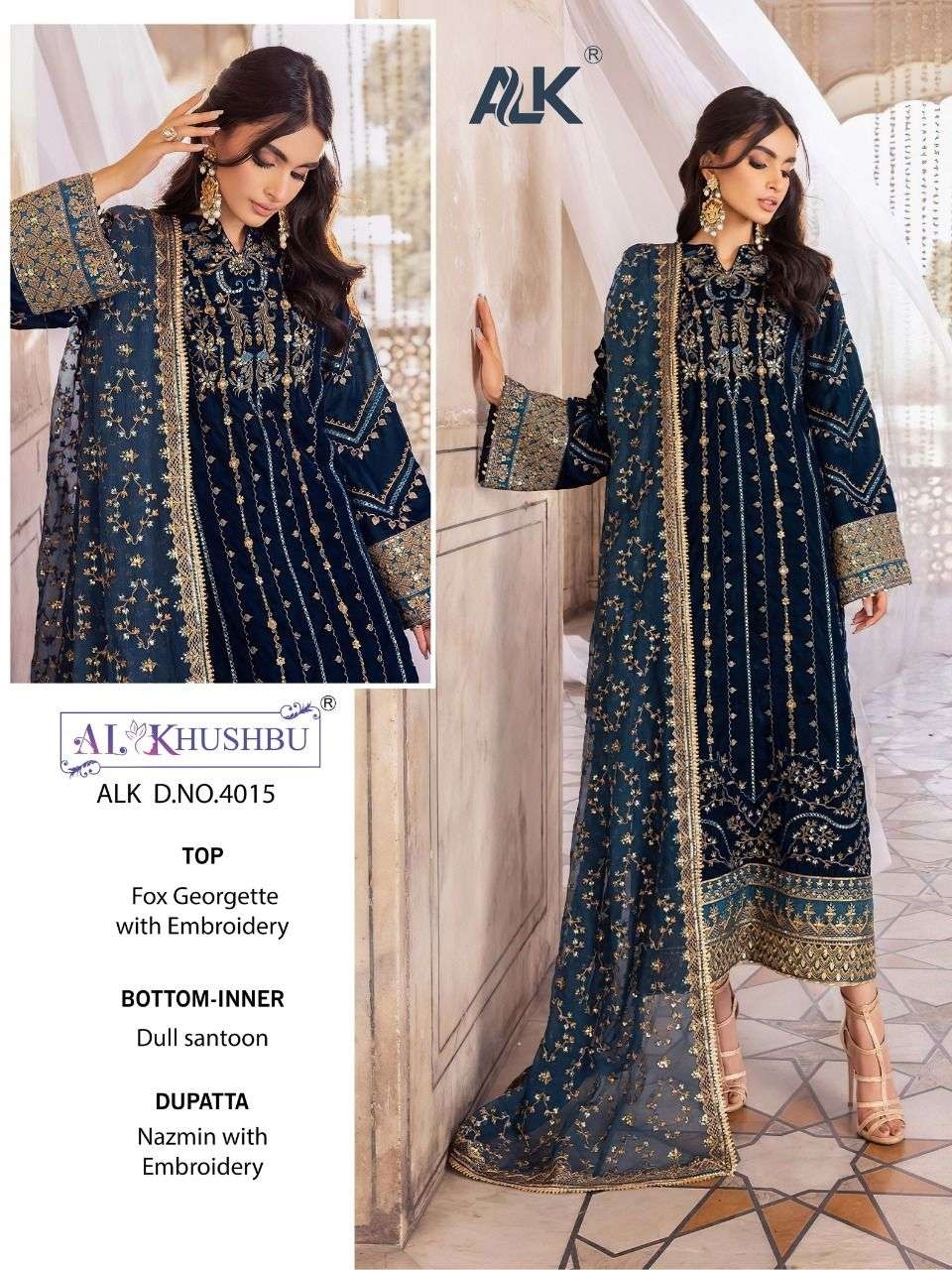 AL_KHUSHBU ALK DNO_4015 GEORGETTE WITH HEAVY EMBROIDERED wholesale suit 