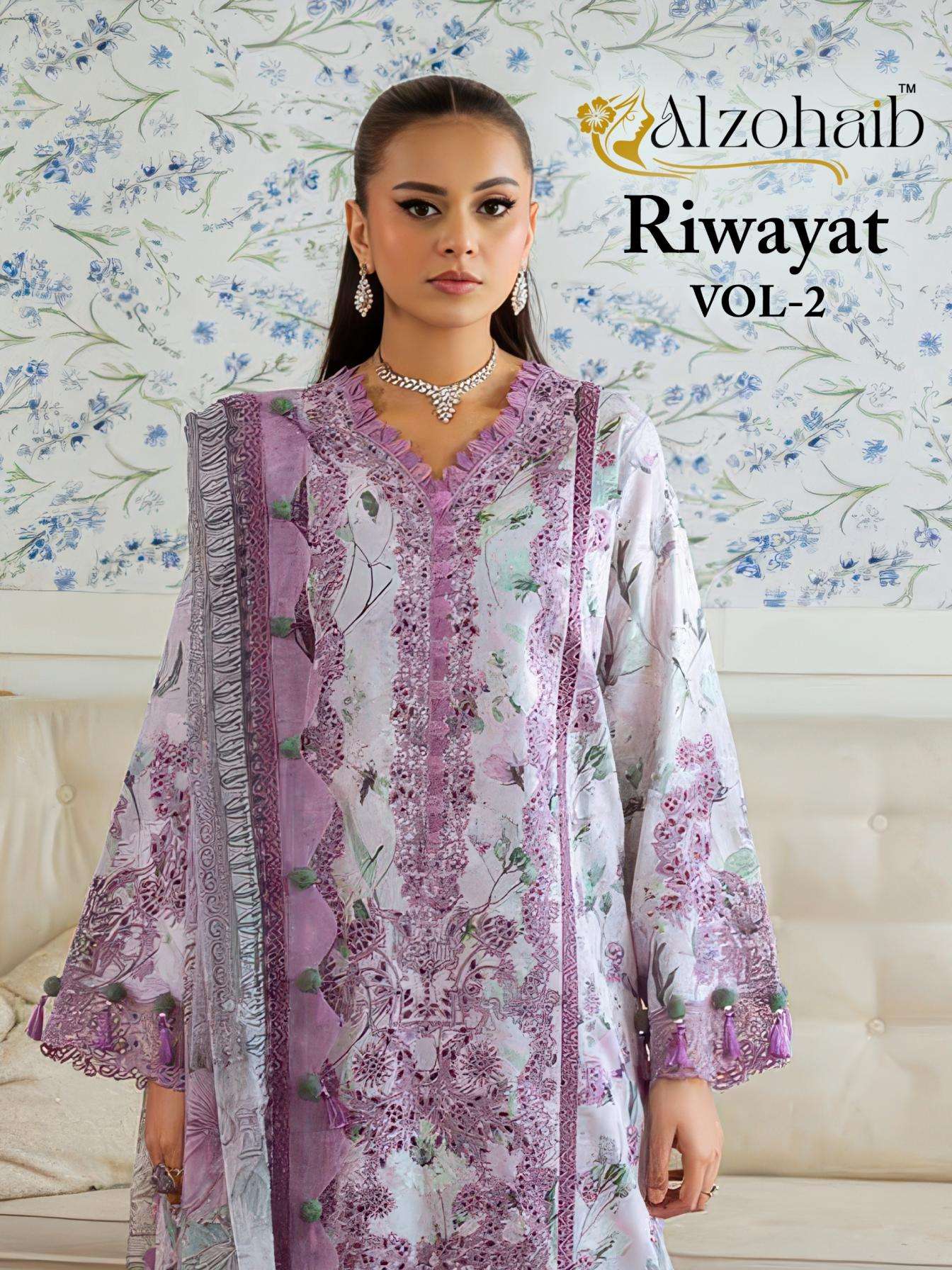 alzohaib riwayat vol 2 pure cotton with boring work and patch work wholesale suit 