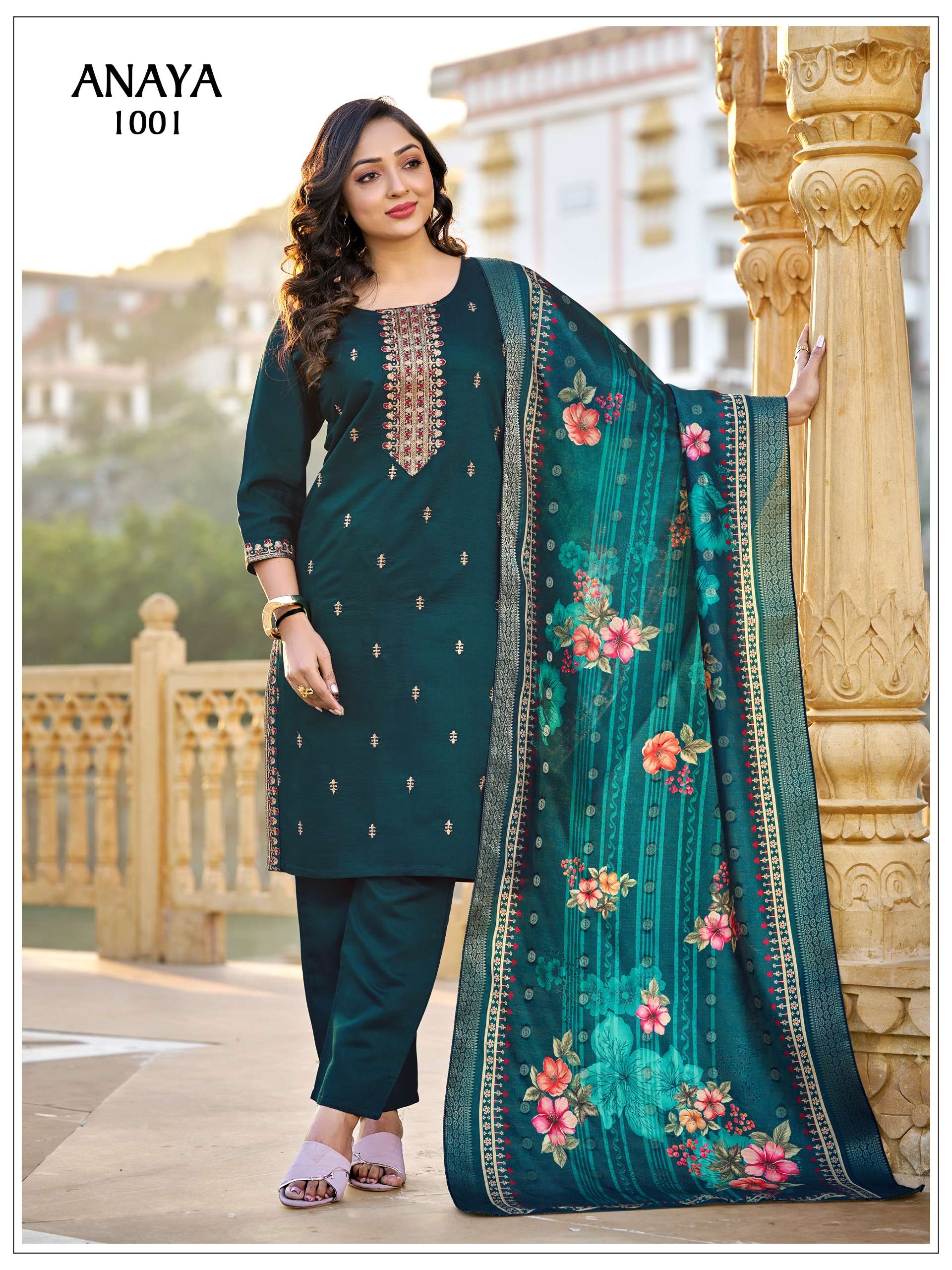 ANAYA GADHWAL SILK WITH HEAVY EMBROIDERY wholesale suit in surat