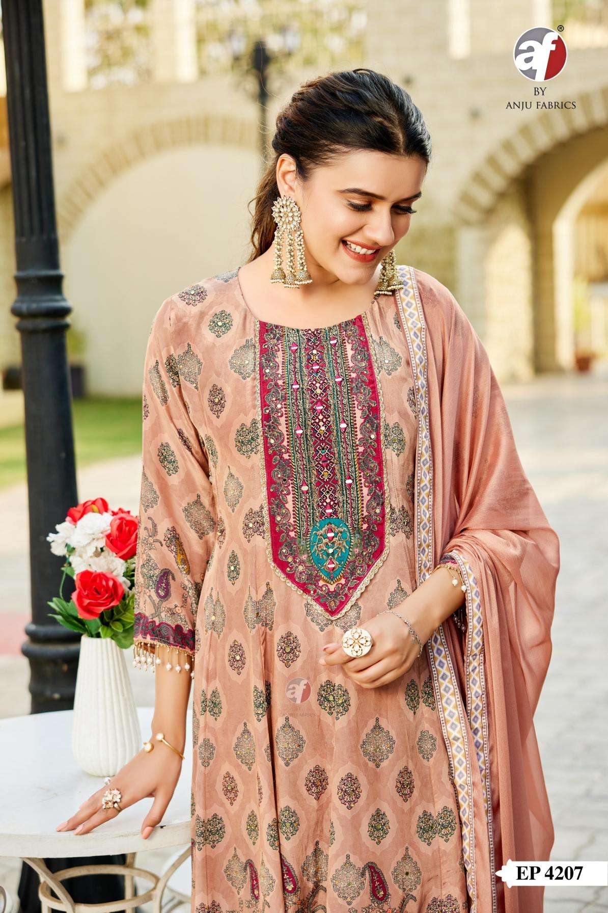 anju fab ep 4202-4207 natural crepe whoelsale readymade suit in surat