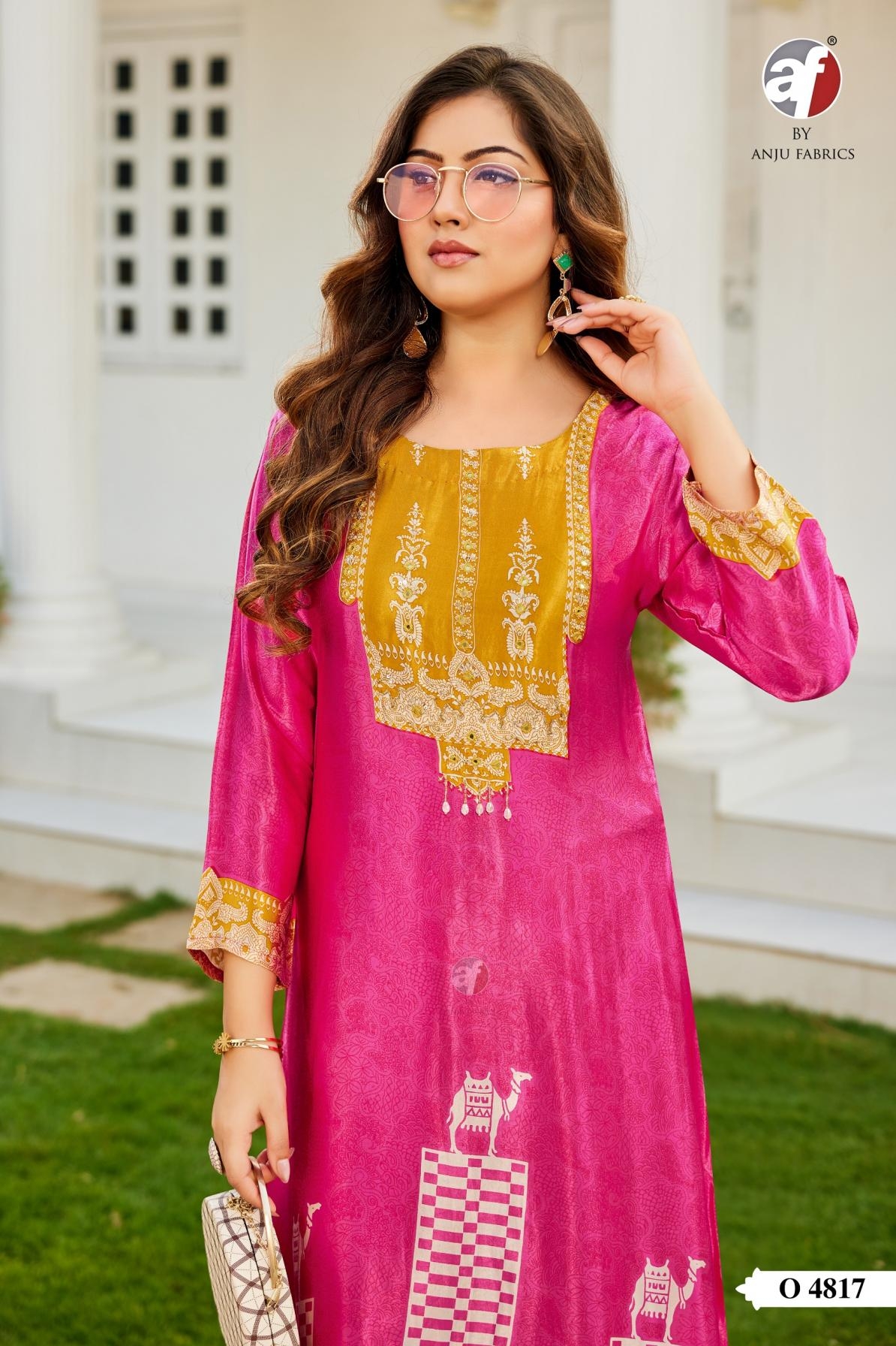 anju fab O-4817 exclusive gajji silk wholesale kurti with plazzo