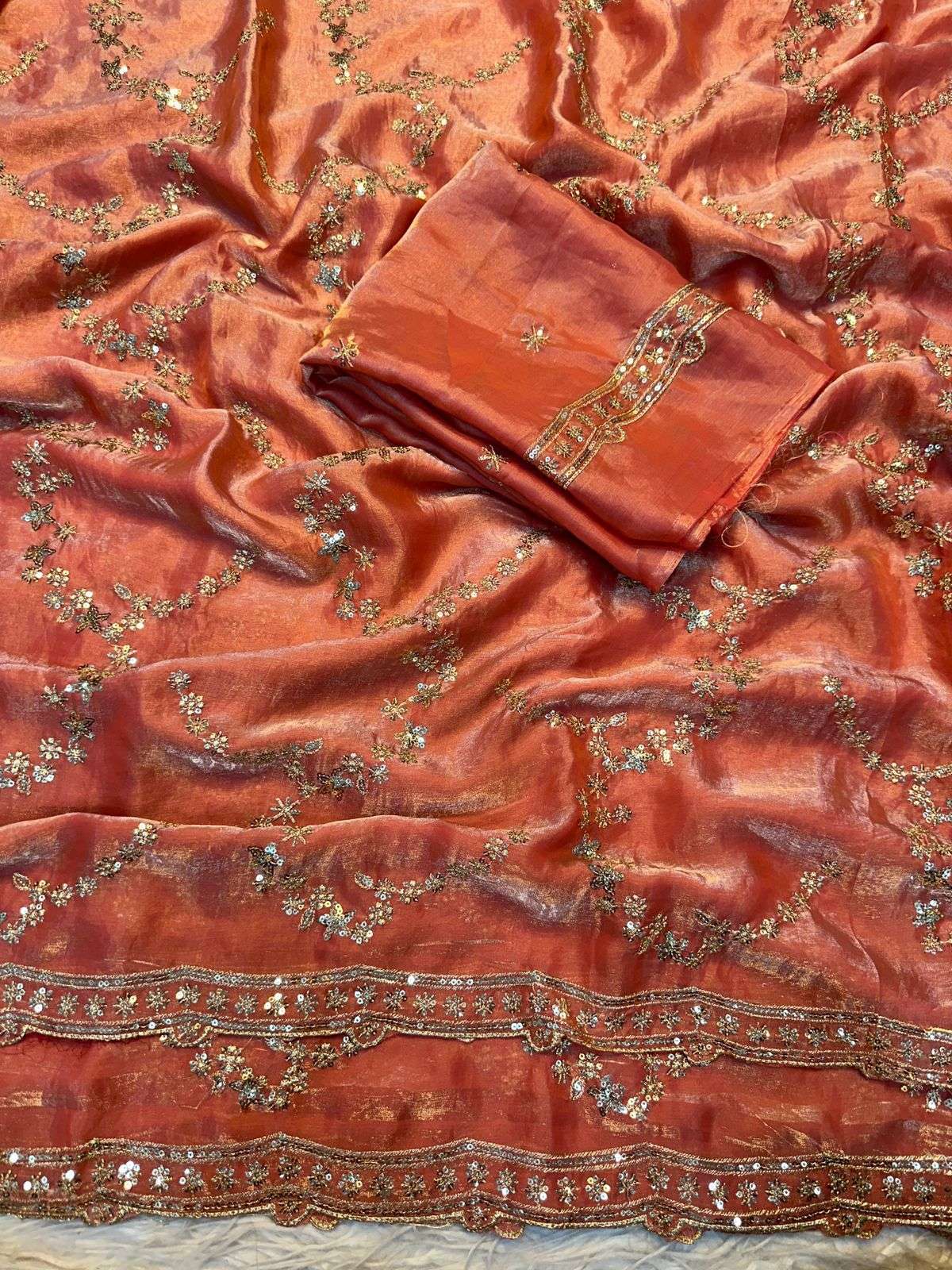 Asp Space Silk Saree With Fancy Multi Thread & Sequince Embroderiy Work 