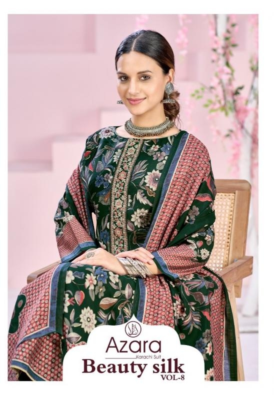 azara radhika fashion beauty silk vol 8 series 80001-80004 modal muslin wholesale suit 