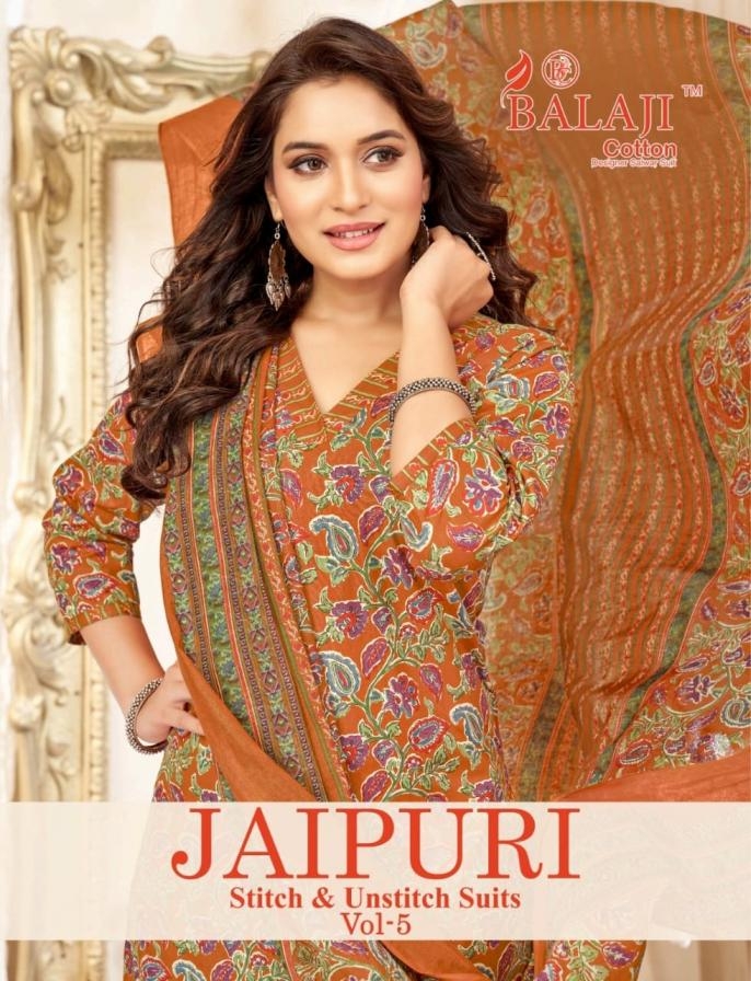 balaji cotton jaipuri vol 5 series 5001-5008 COTTON wholesale suit in surat