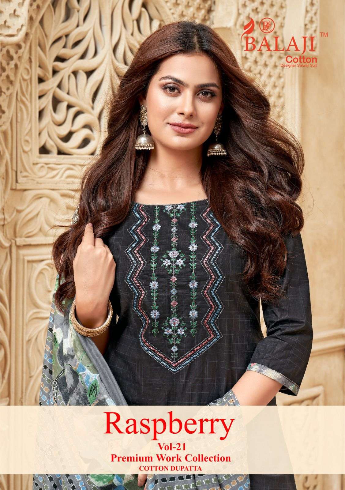 Balaji Cotton Raspberry Vol- 21 series 21001-21012  Pure Cotton wholesale suit 