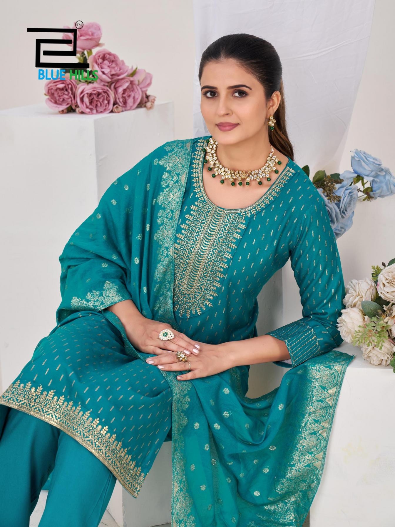 blue hills aisha vol 1 series 5076-5081 rayon wholesale suit in surat