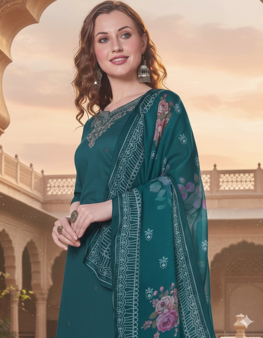 bt-06 SILK  BLEND WITH EMBROIDERY WORK wholesale suit in surat