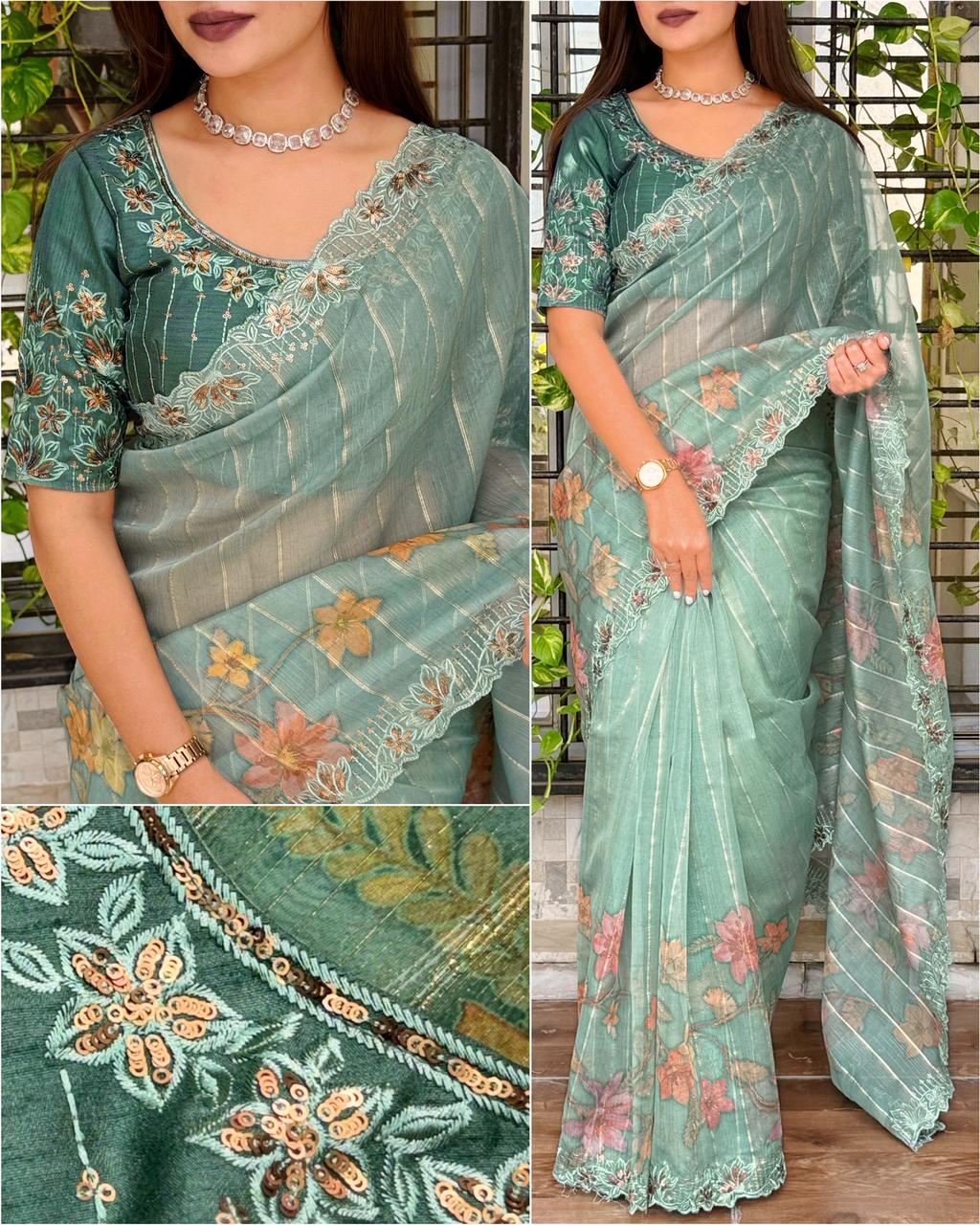 BT-56 Kashish Glass organza wholesale saree in surat