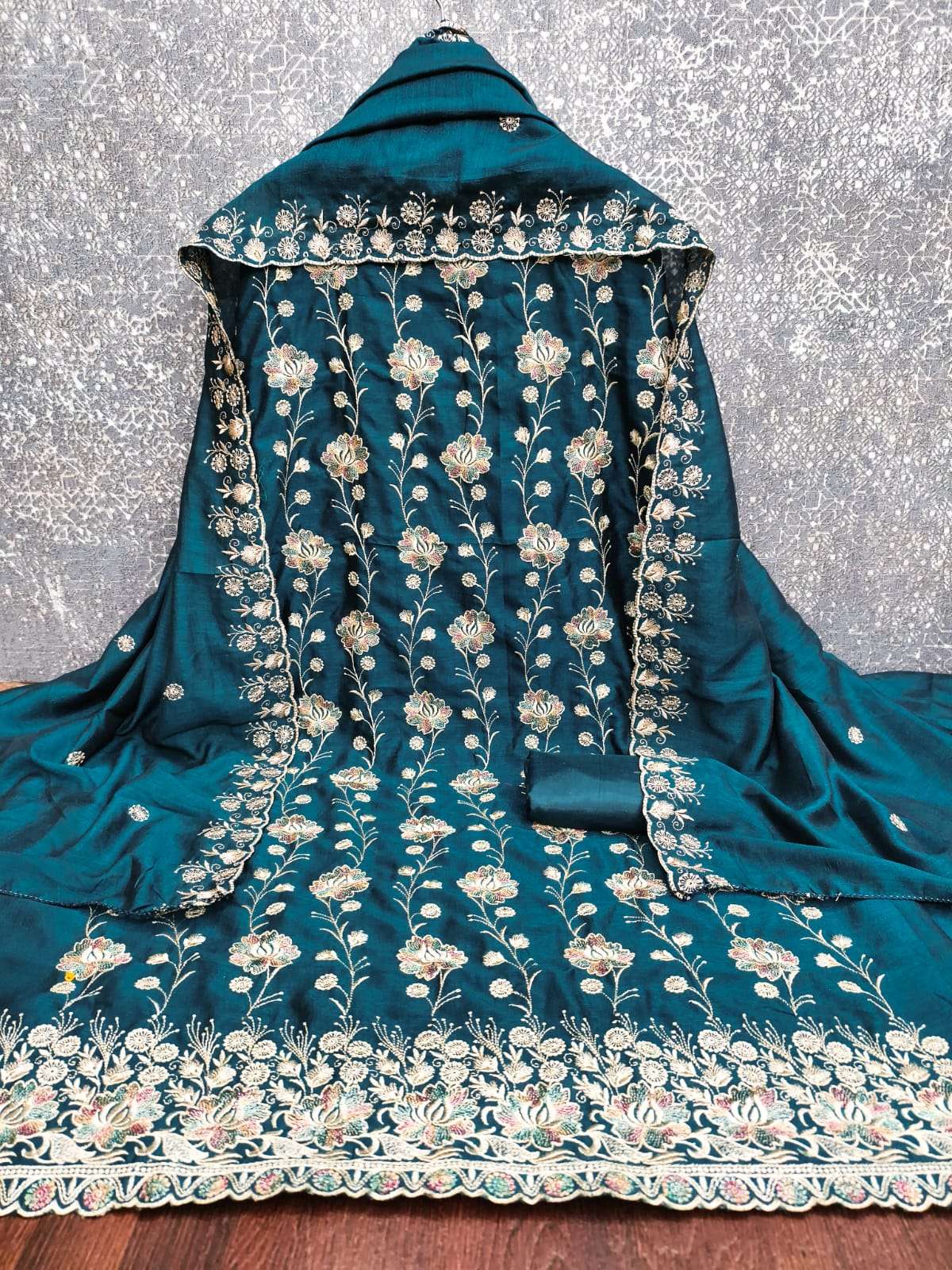  CHAM CHAM VICHITRA SILK MULTI  WORK wholesale suit in surat