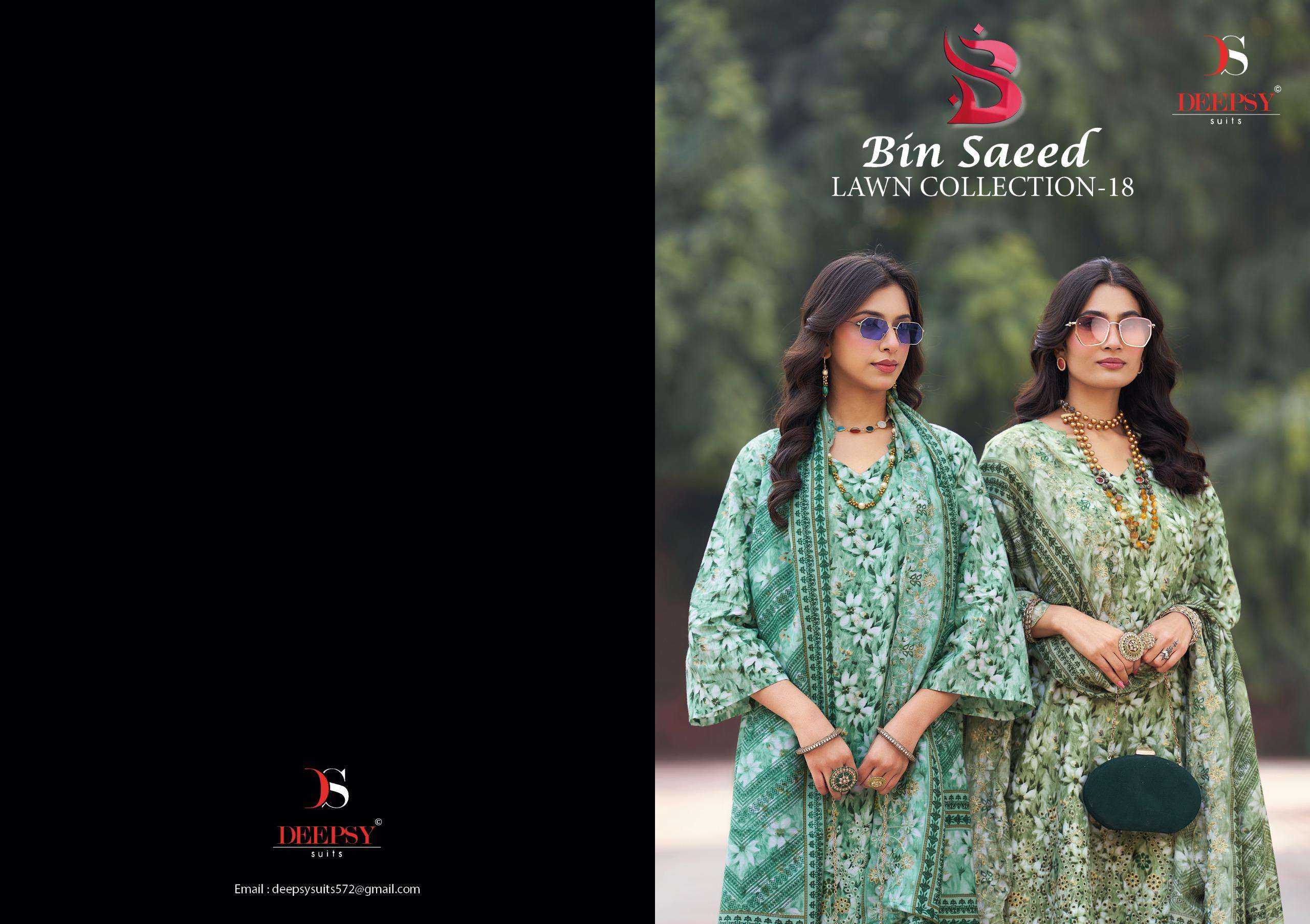 Deepsy Suits Bin Saeed Vol- 10 series 1801-1808 pure cotton wholesale suit 