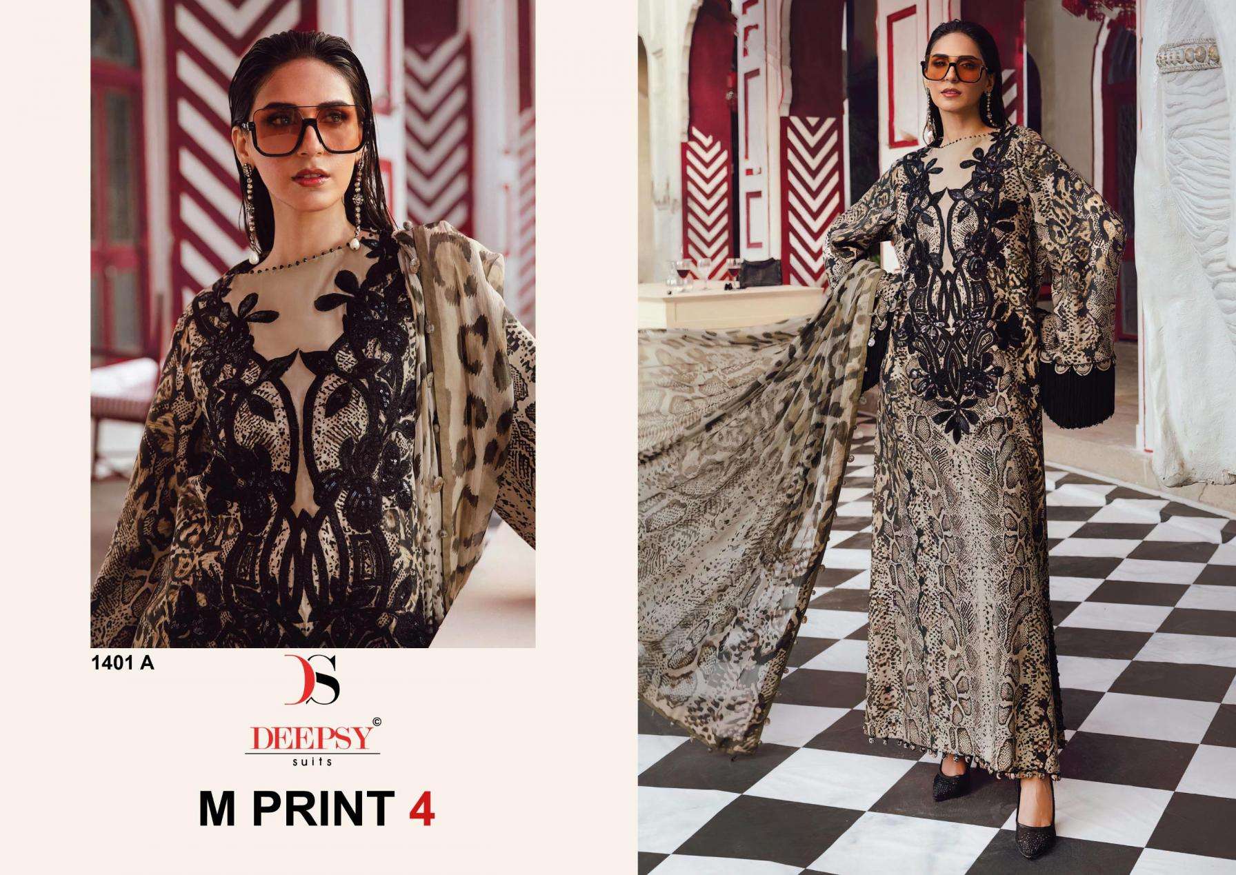 deepsy suits m print vol 4 series 1401 A to D cotton wholesale suit 