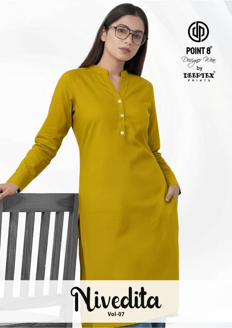 deeptex point 8 nivedita vol 7 series 7001-7008 cotton flex wholesale kurti