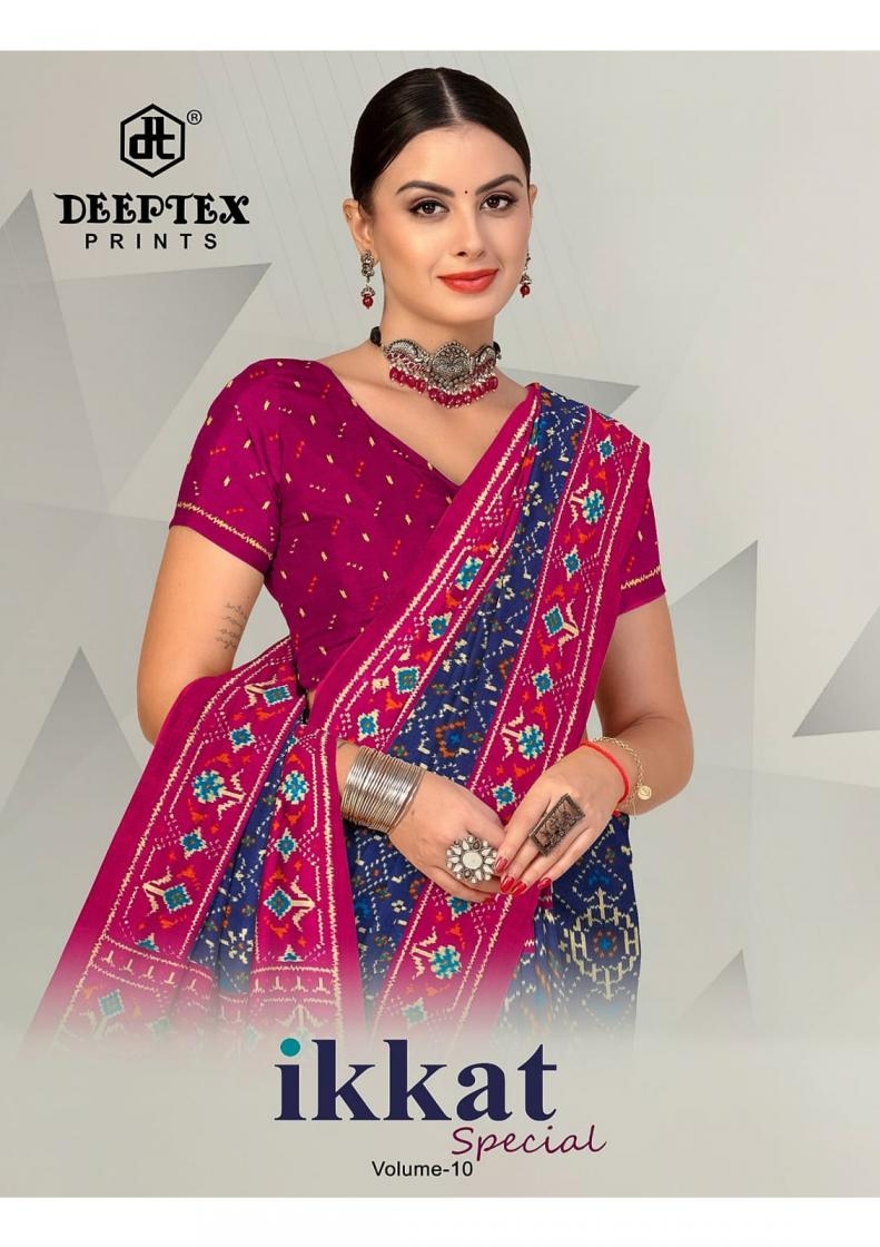 deeptex prints ikkat special vol 10 series 1001-1010 cotton wholesale saree