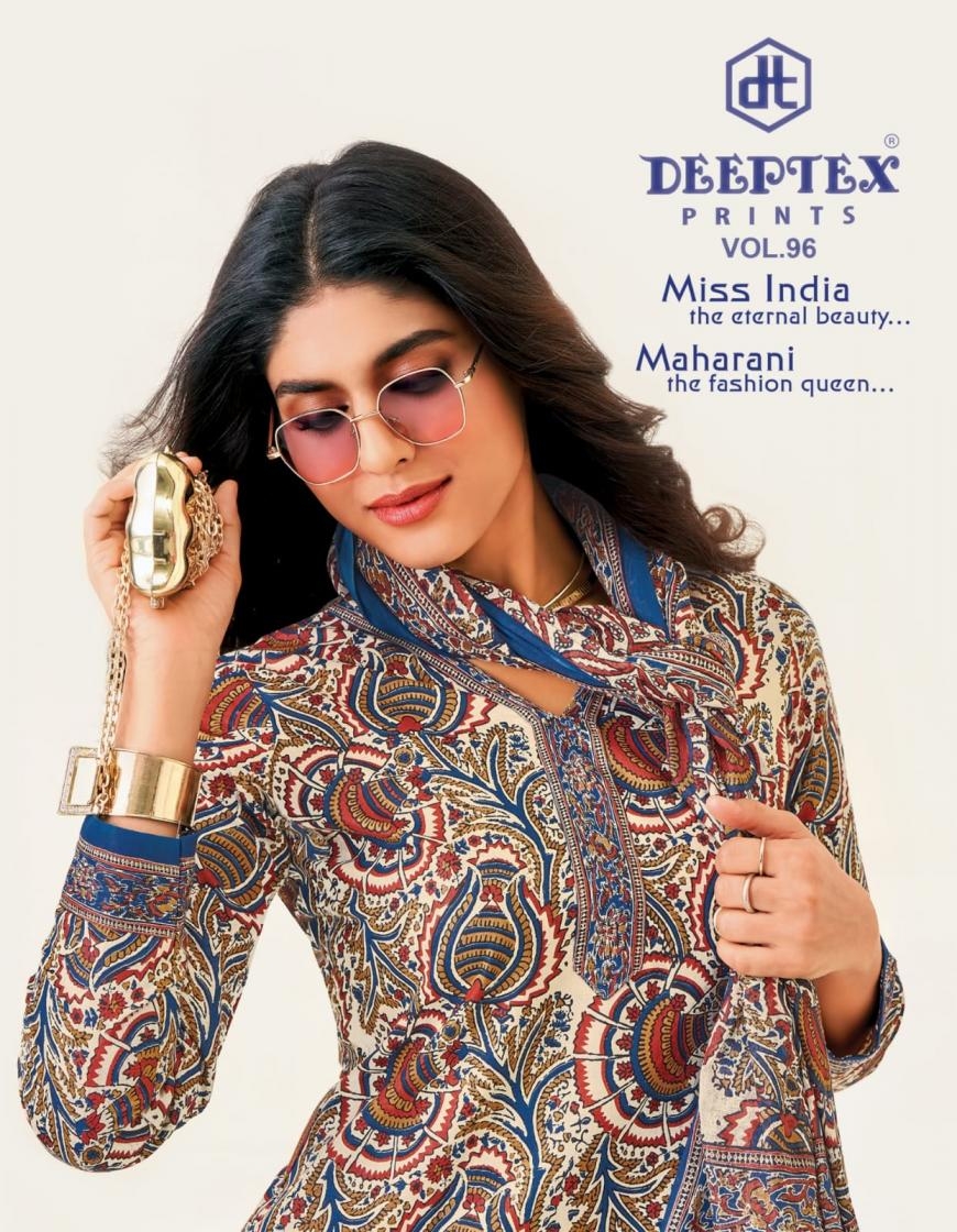deeptex prints miss india vol 96 series 9601-9616 cotton wholesale suit in surat