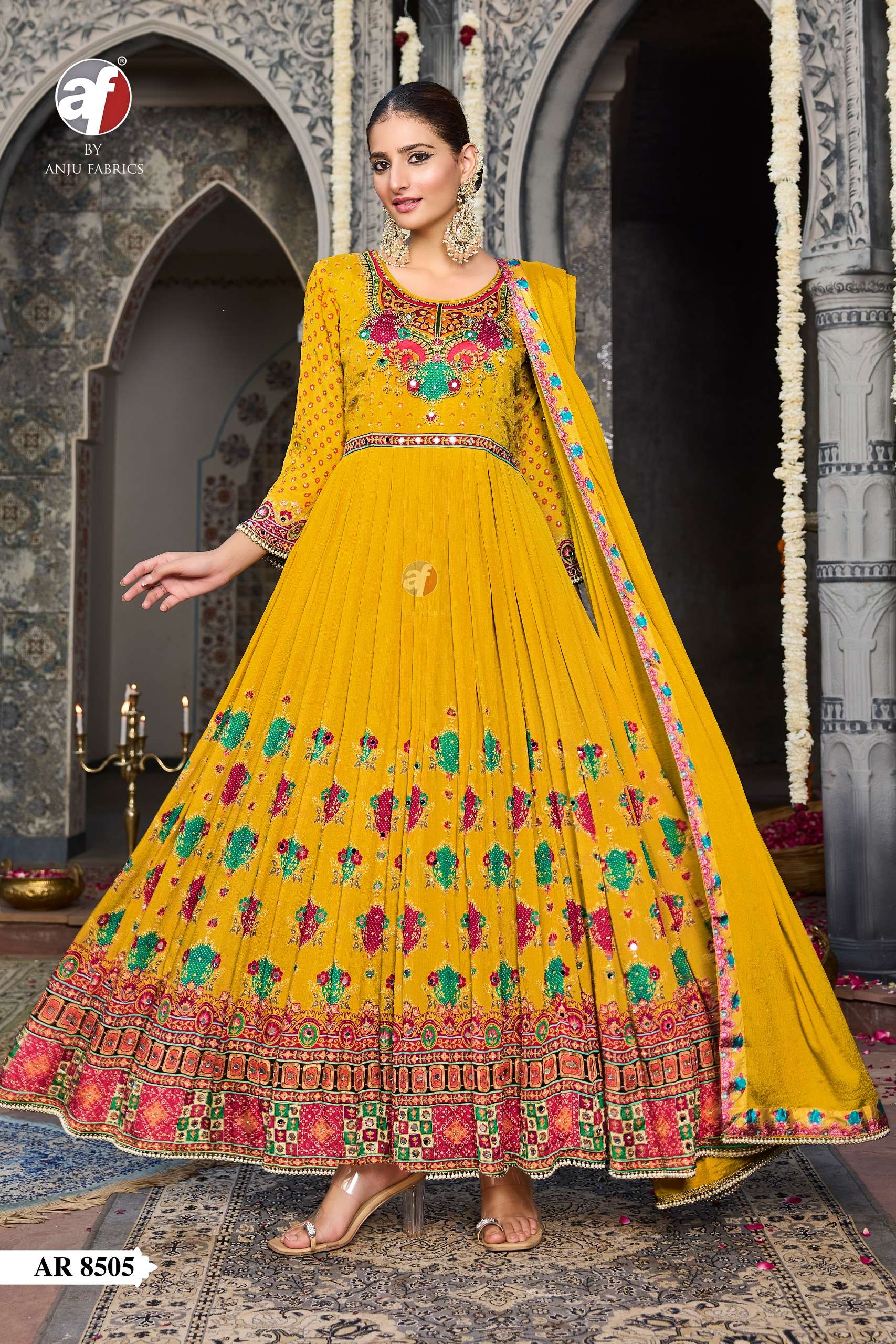DESIGNER 01 PURE CHINON CHIFFON ANARKALI GOWN KURTI WITH DUPATTA  