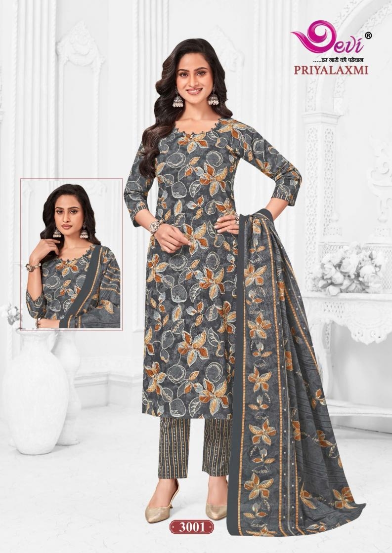 devi priyalaxmi vol 3 series 3001-3012 cotton wholesale readymade suit 