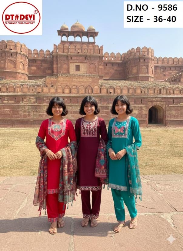 dt devi 9586 readymade stylish vetican kids combo suits