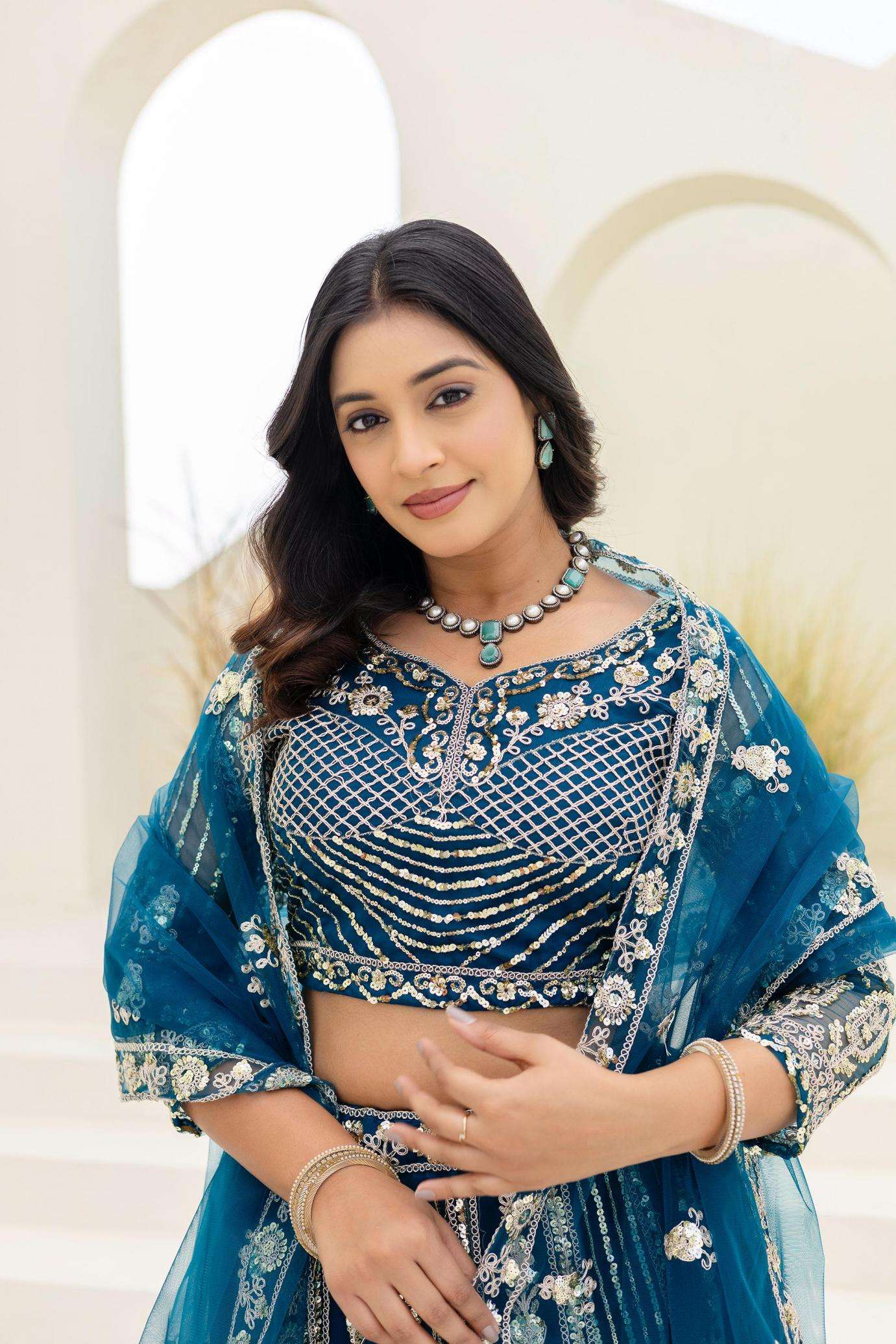 dvd 5164 butterfly net designer stitch lehenga unstitch choli for girls