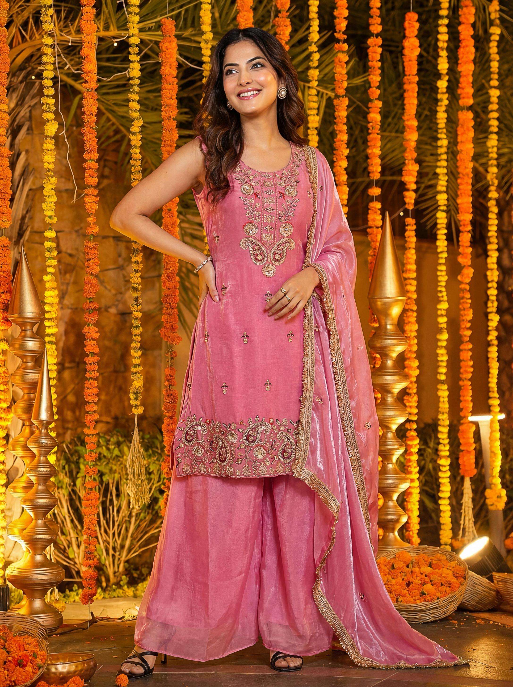 dvd 5166 fandy silk embroidery sequence work salwar kameez sets