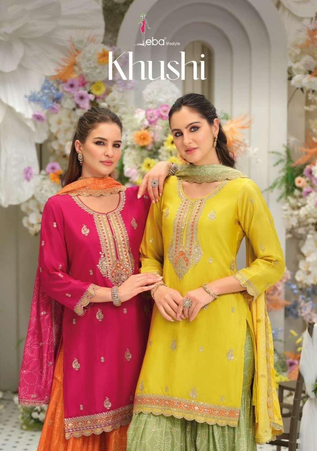 Eba Lifestyle Khushi series 2342-2343 Hevey Chinon wholesale readymade suit