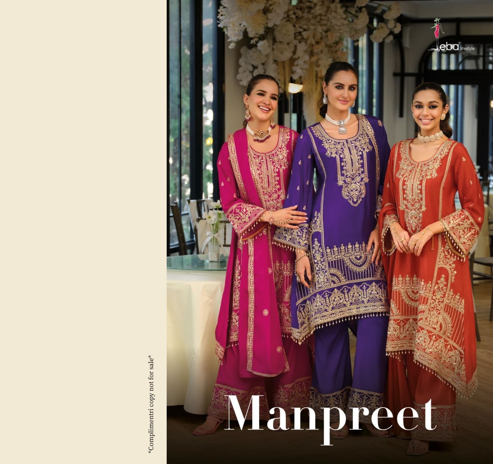 eba Manpreet Chinon with emboidery work wholesale suit in surat 