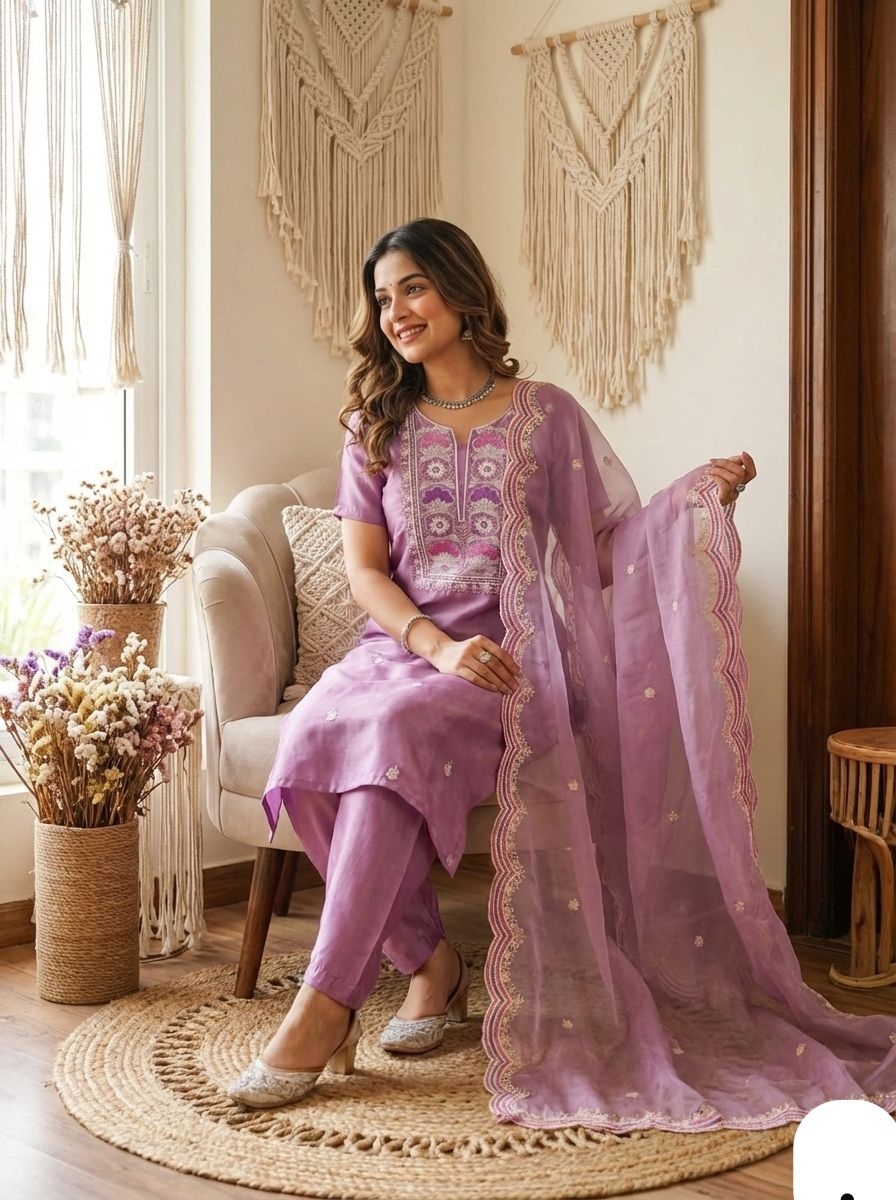  features intricate white embroidery Chinon wholesale suit in surat