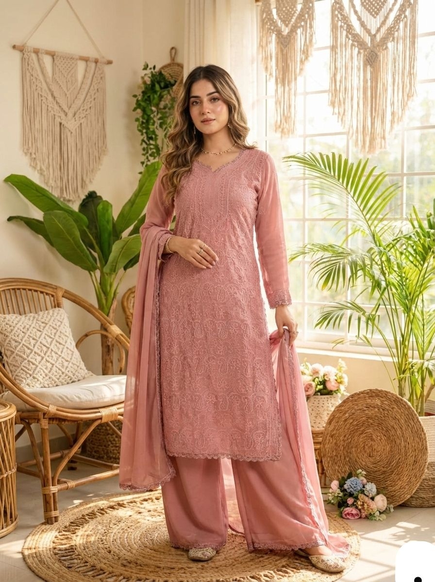 Featuring soothing yet fox georgette wholesale suit in surat