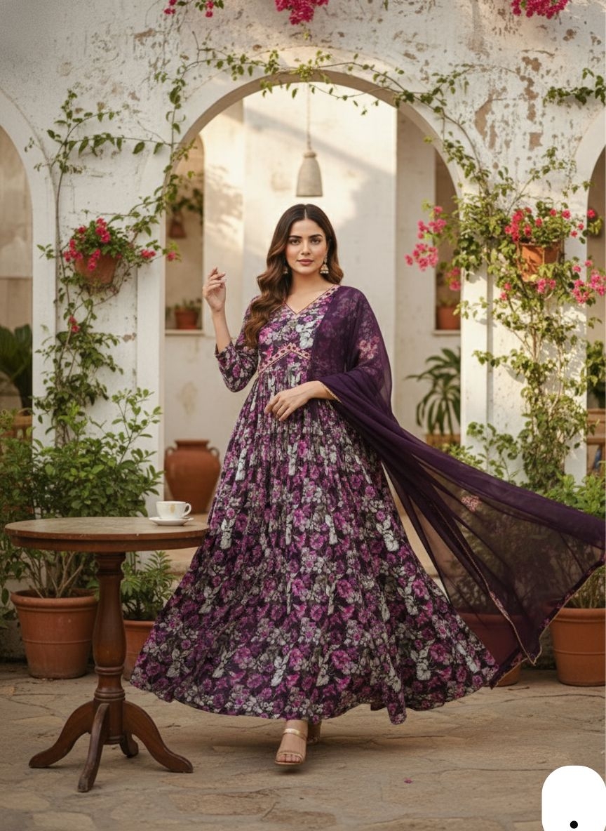 Featuring soothing yet georgette Fabric with sequence embroidery work kurti with dupatta