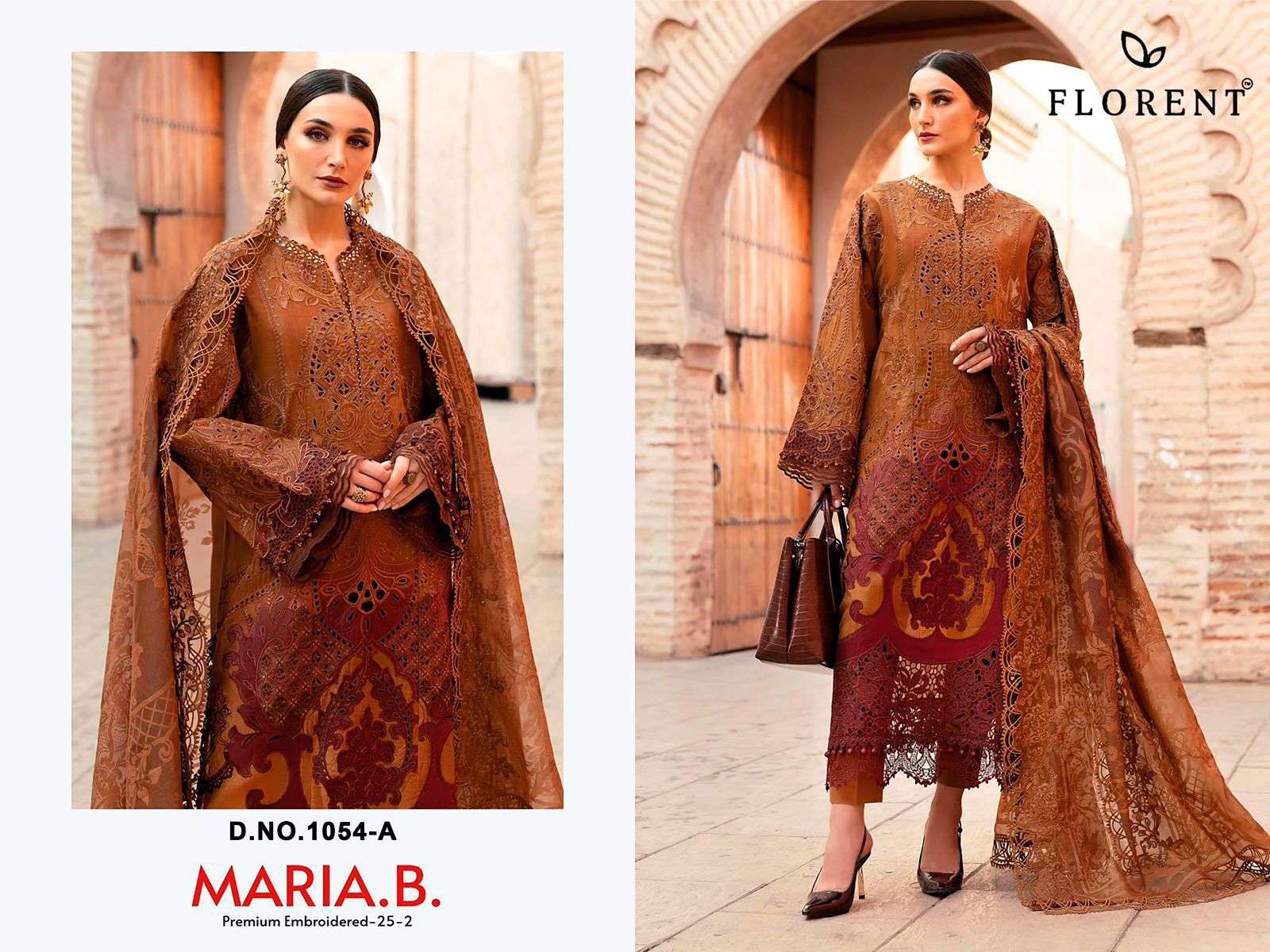 florent Maria B Premium Embroidered 25-2 1054 colour Pure cotton wholesale suit 