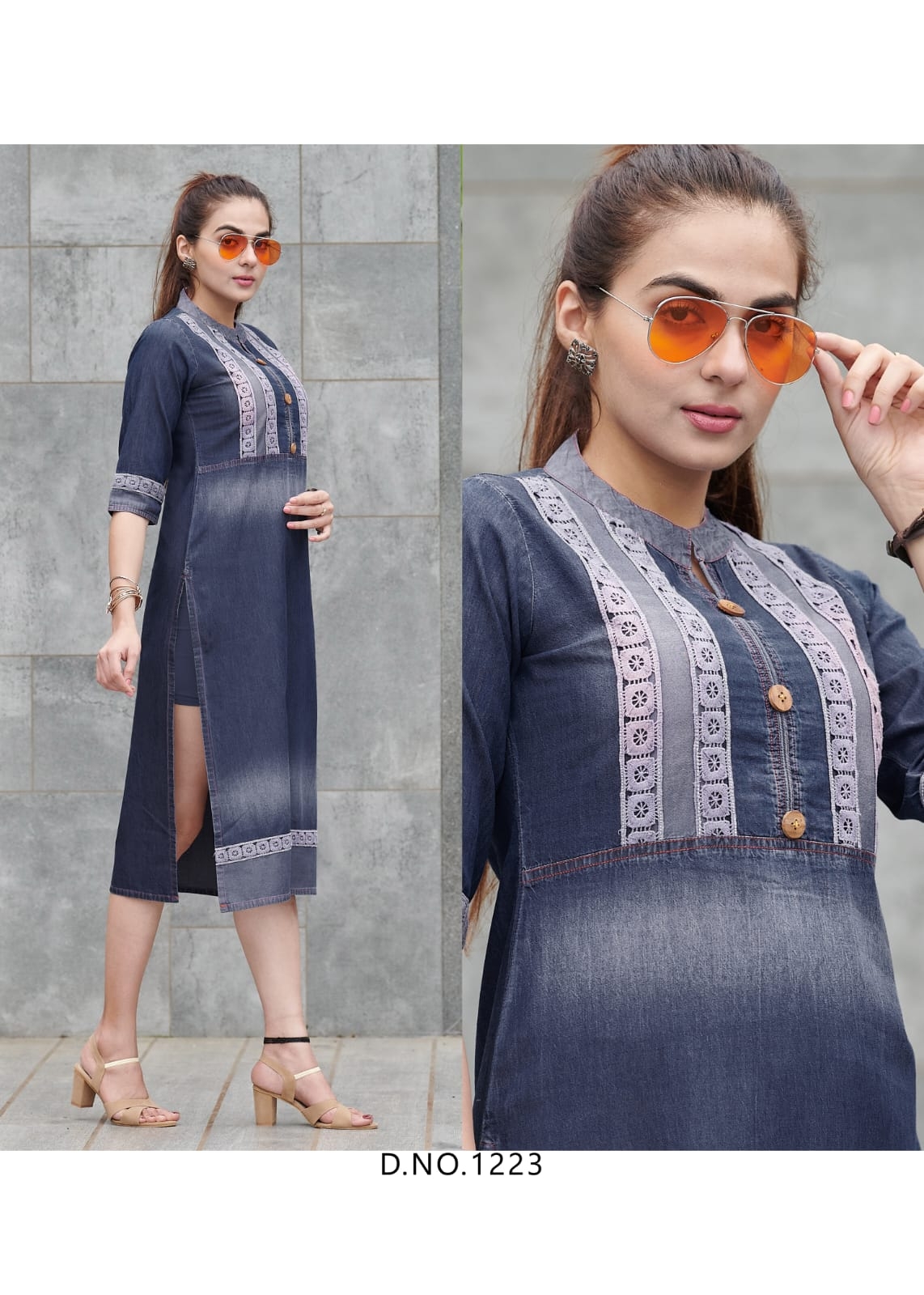 funky rapid PURE 100%COTTON DENIM wholesale kurti in surat