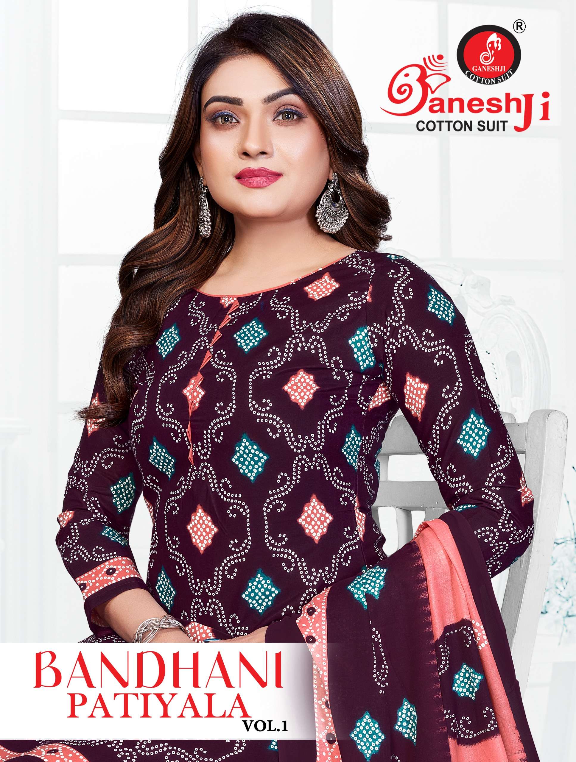 Ganeshji Bandhani Patiyala Vol- 1 series 1001-1010 heavy soft cotton wholesale suit 