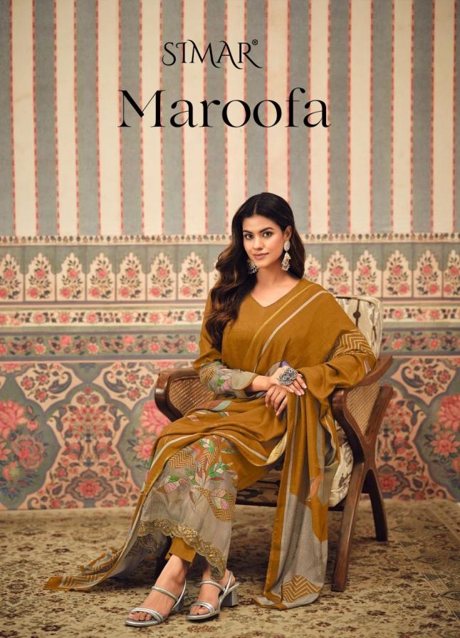 glossy simar maroofa series 9373 pearls dots wholesale suit in surat 