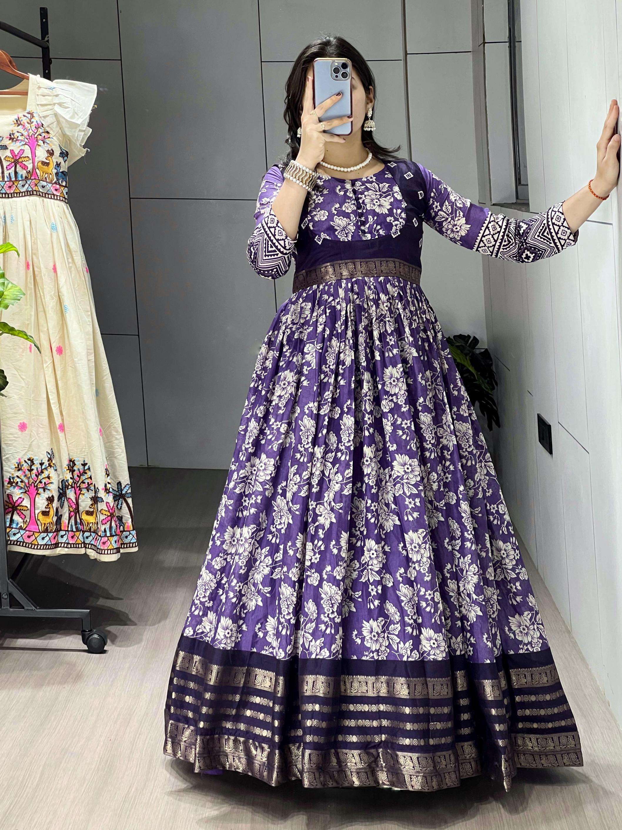 grtn8232 readymade soft silk kalamkari print gown online