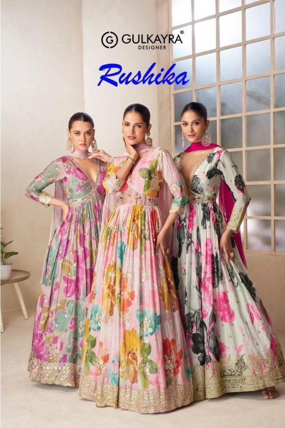 gulkayra rushika series 7583-7586 Real Chinon gown with dupatta