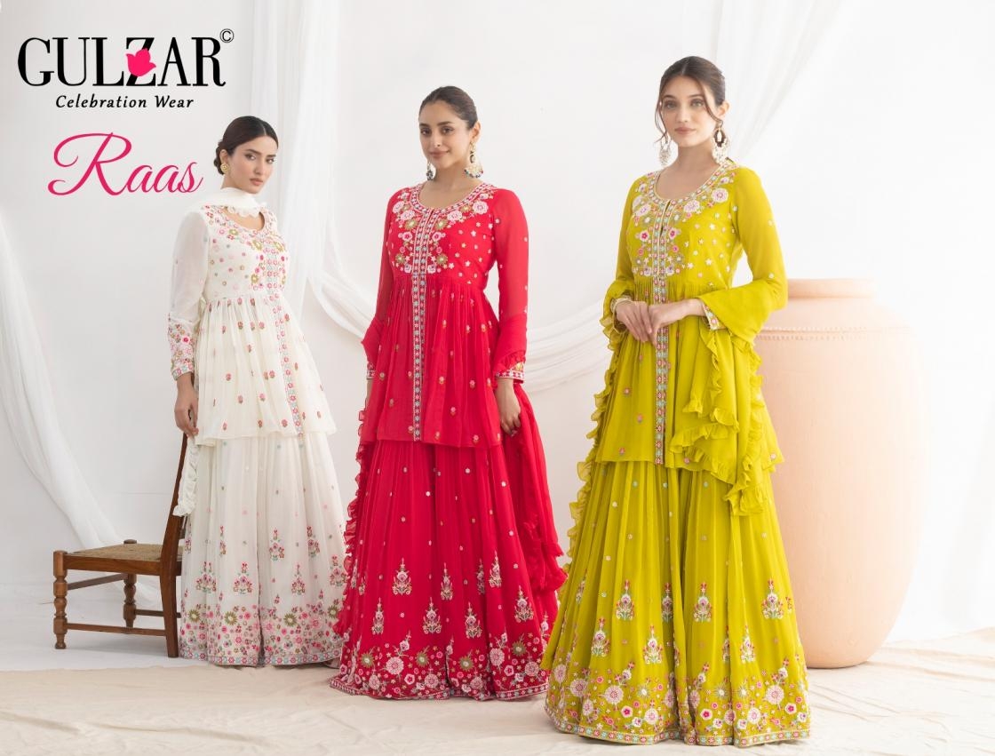 gulzar raas series 2871-2873 floral resham work wholesale lehenga