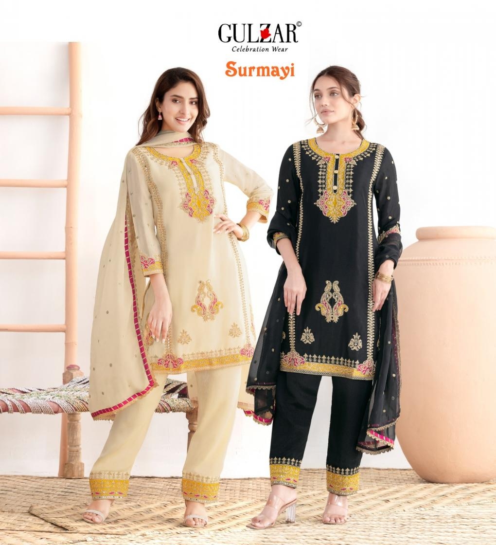 gulzar surmayi series 2431-2432 Premium chinnon wholesale suit 