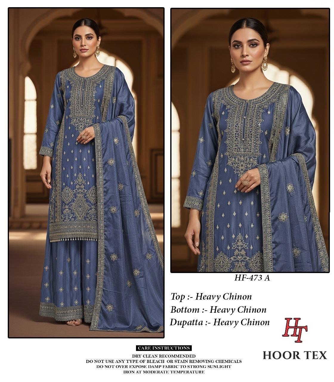 Hoor Tex HF-473 A To D Heavy Chinon With Cut Work wholesale suit 