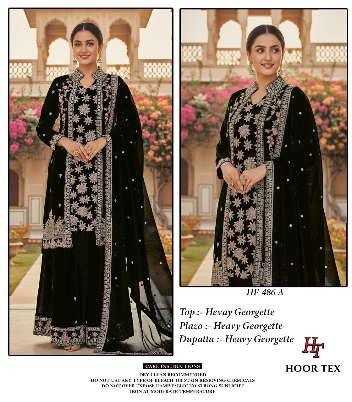 Hoor Tex  HF-486 A To D Heavy Georgette With Coty With Zarkan Work wholesale suit 