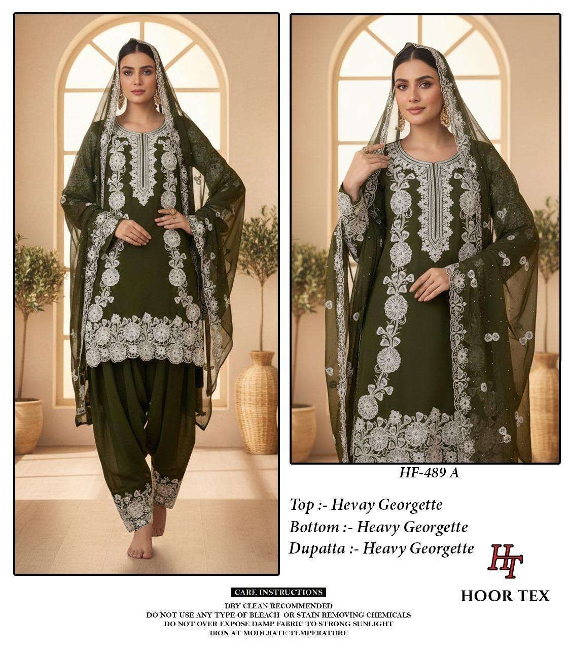 Hoor Tex Hf – 489 Heavy Georgette Kurti Pant With Dupatta