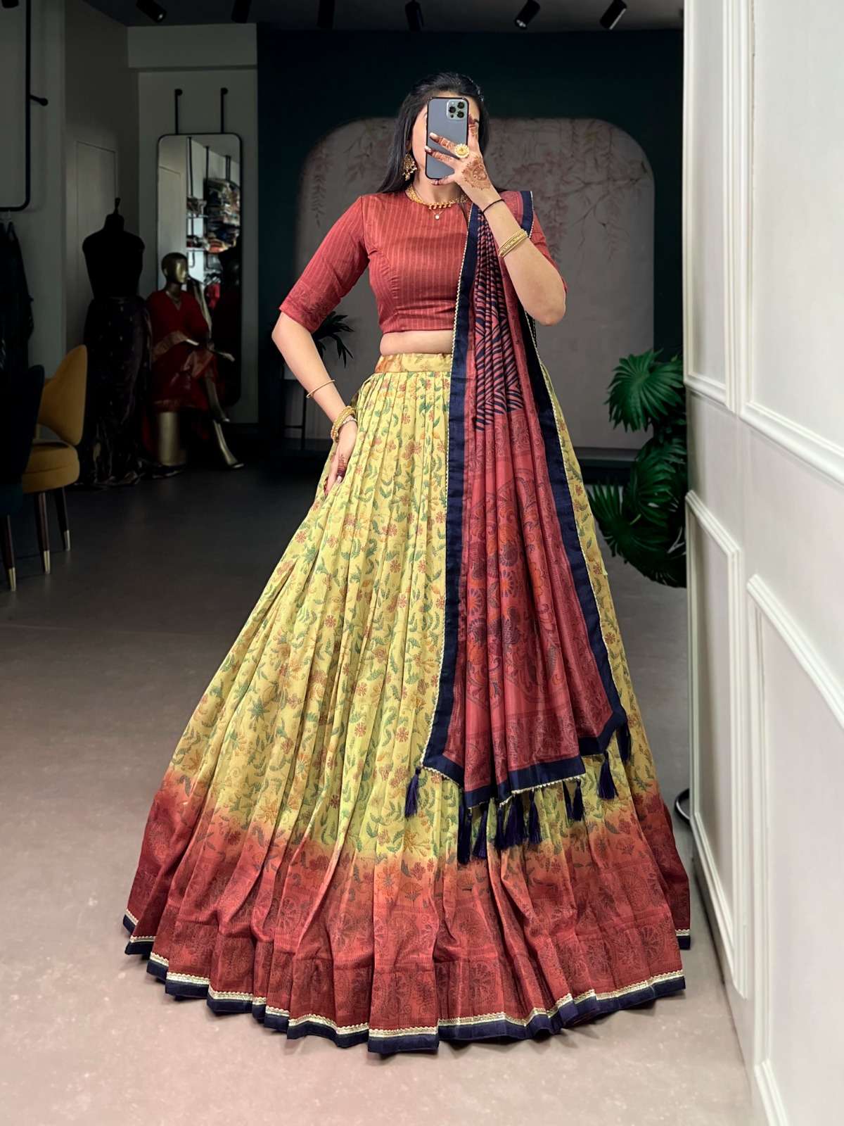 ISHANI Vichitra Silk Printed Stitch With Canvas and Cancan wholesale lehenga