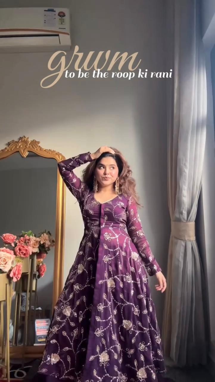 JINAAM- 1566 Heavy Fendy Silk Designer Gown with Lehngha Set 