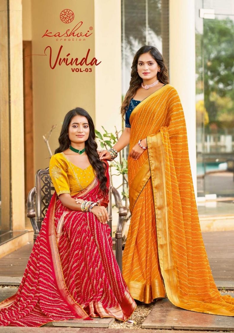 kashvi creation vrinda vol 3 series 301-308 marshmello wholesale saree