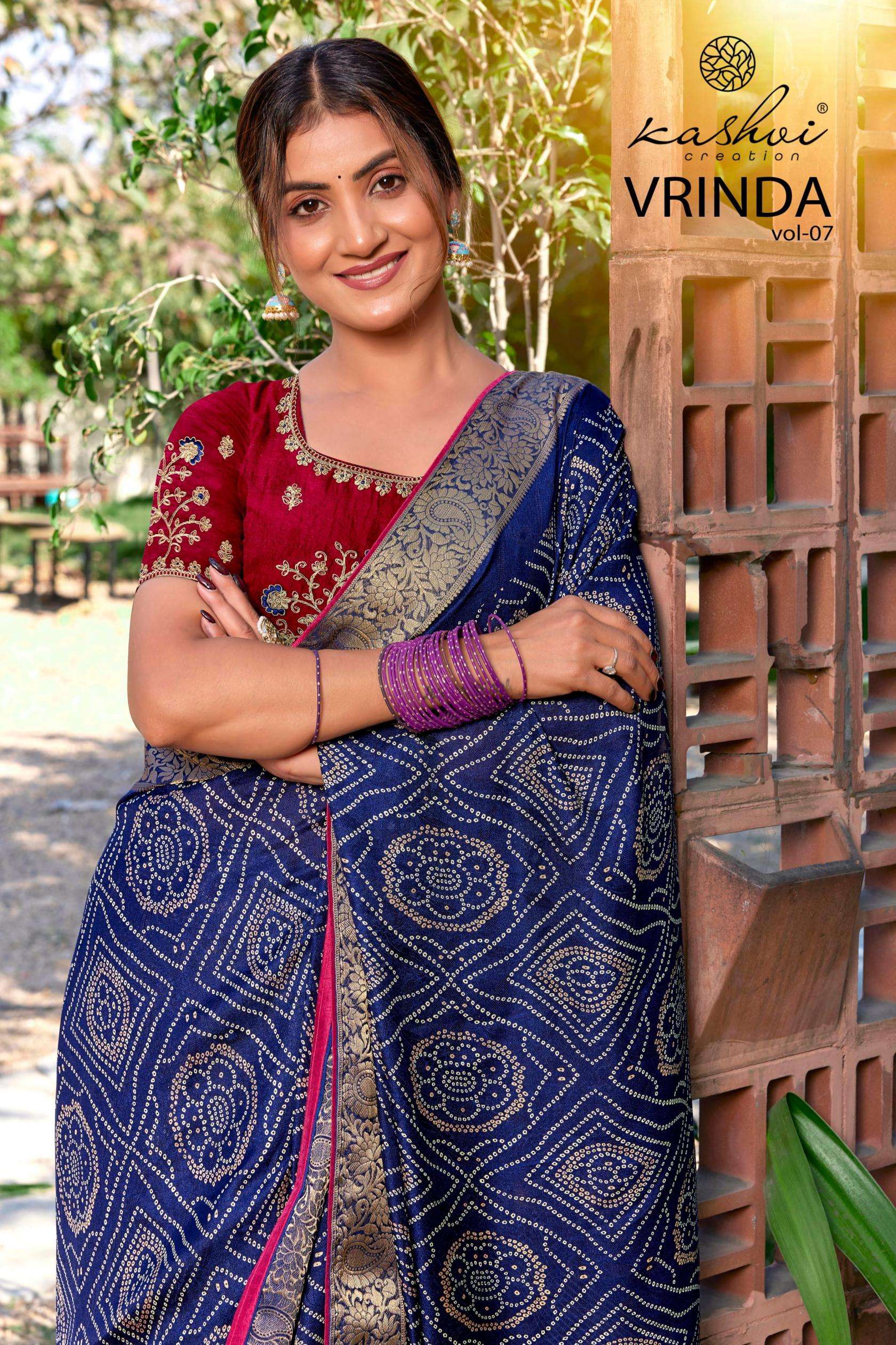 kashvi creation vrinda vol 7 series 701-708 MARSHMELLO wholesale saree