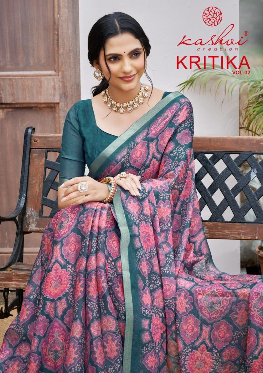 kashvi kritika vol 2 series 201-208 dull moss wholesale saree in surat