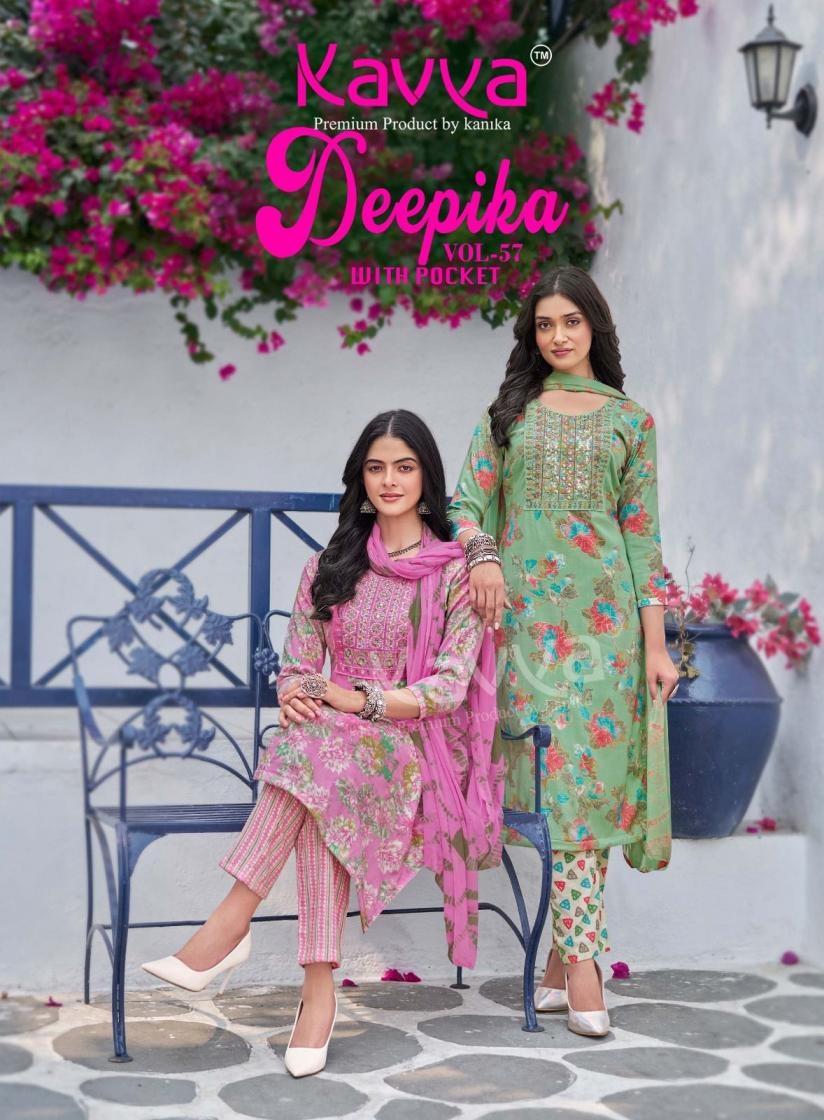 kavya deepika vol 57 series 57001-57010 capsule wholesale readymade suit 