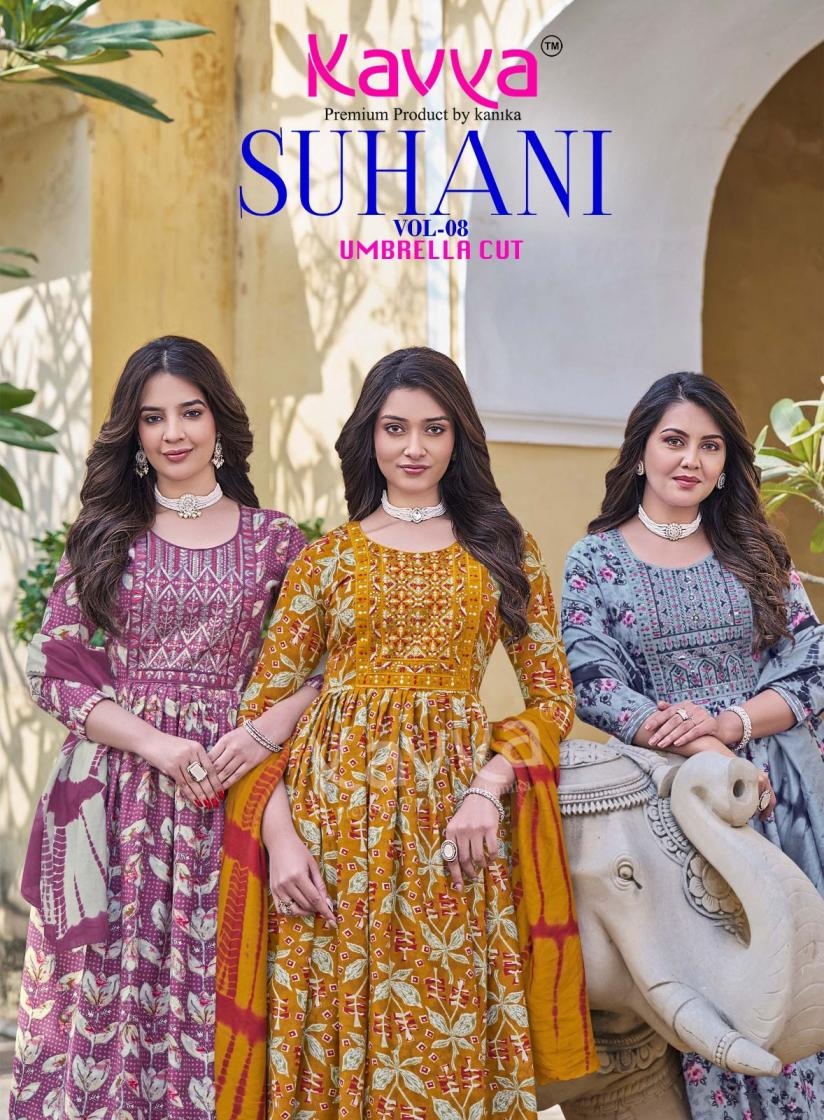 kavya suhani vol 8 series 8001-8010 viscose wholesale readymade suit 