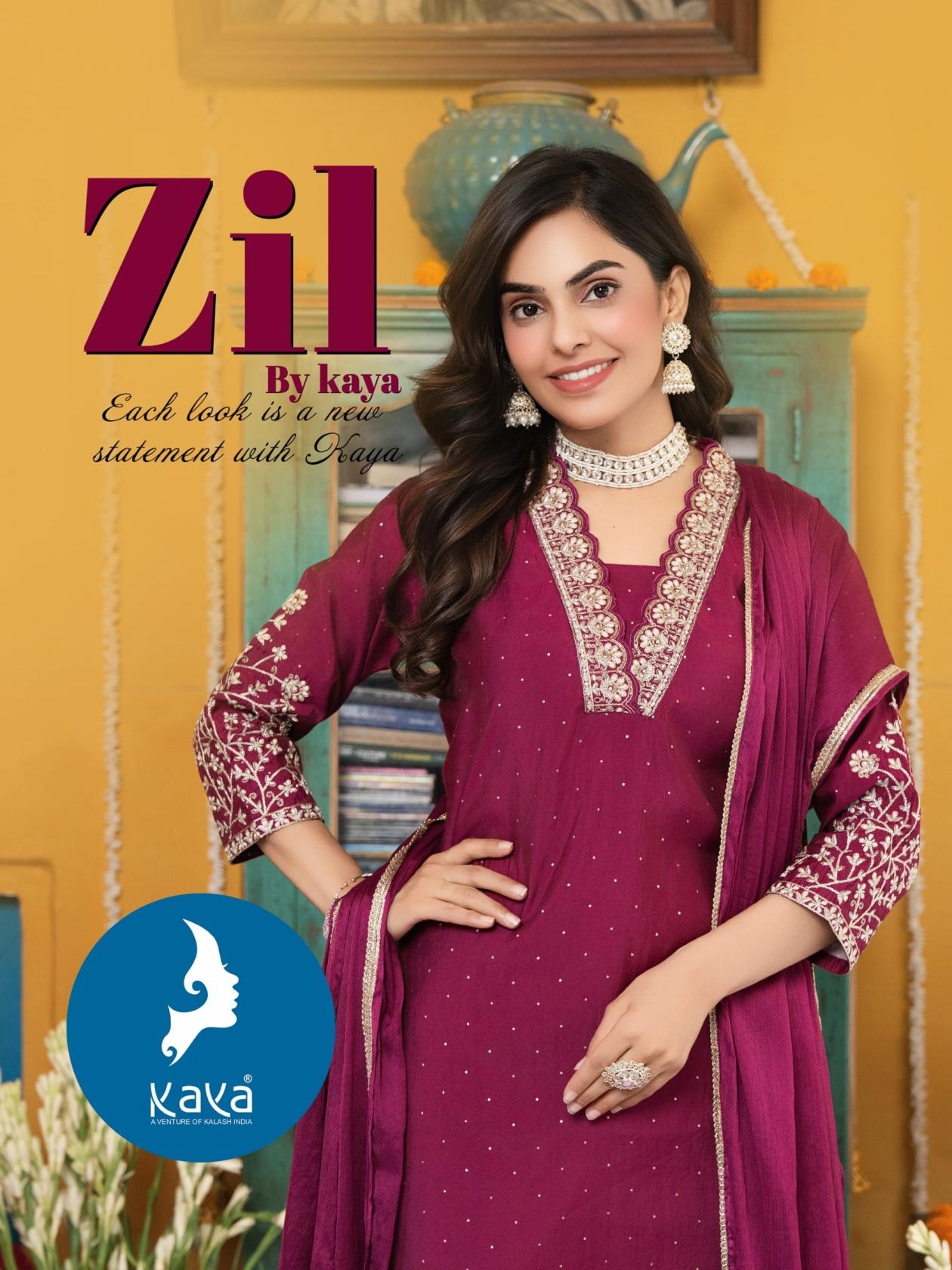 kaya zil series 01-06 roman foil print wholesale readymade suit
