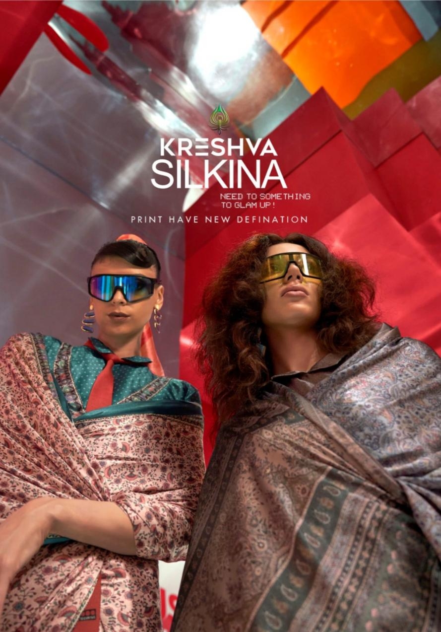kreshva silkina series4459-4468 satin kashmiri prints wholesale saree
